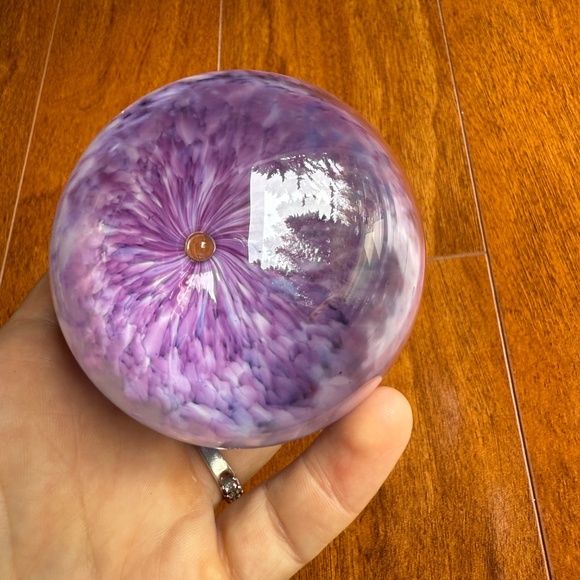 Glass Round Ball Sphere Blue Purple Pattern 3” Art Glass Pretty Unique Decor. - Picture 6 of 9